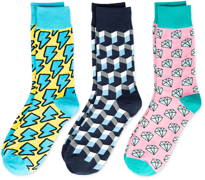 3 pairs custom crew socks style