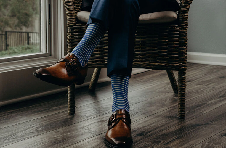 Man wearing custom dress socks