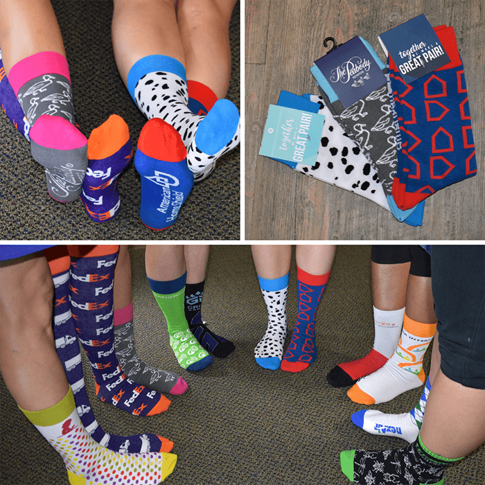 seam socks show with different logo